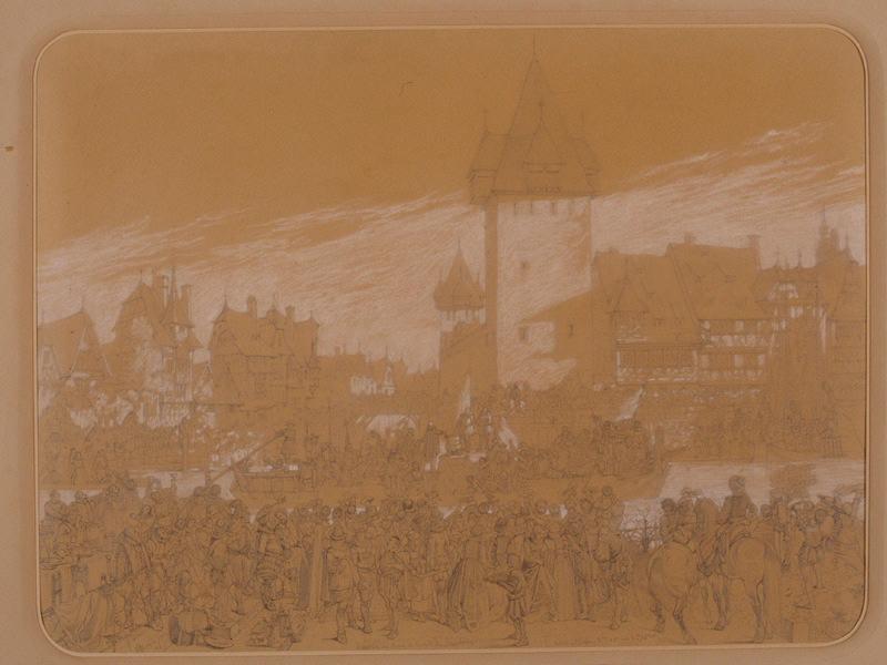 Arrivée des Zurichois à Strasbourg en 1576 ; Esquisse — Théophile Schuler