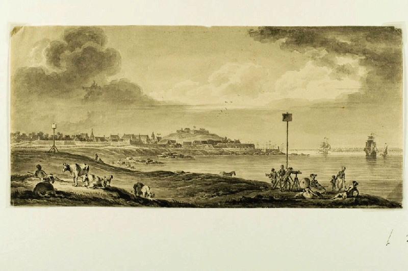Vue de la Ville de Cayenne dans le Nouveau Monde, prise de la Pointe de l'Eguille, Pierre Ozanne, 1780
