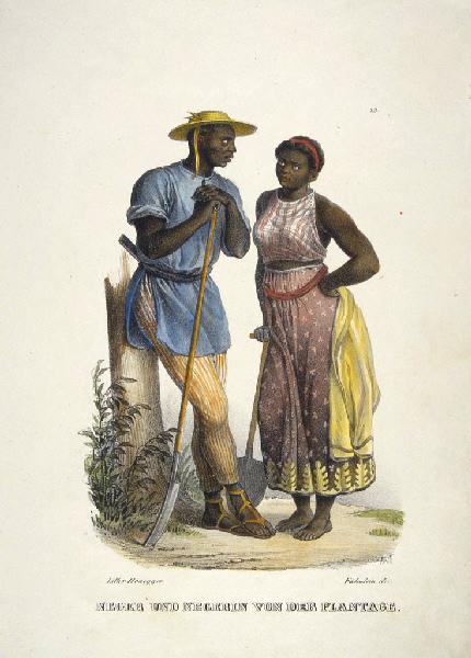 Neger und Negerin von der Plantage, Rugendas, 19e siècle
