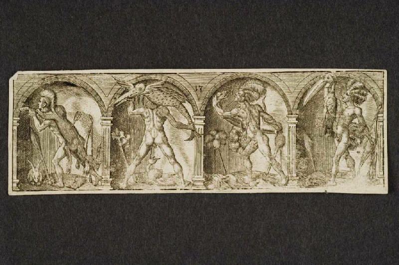 Guerriers cannibales transportant des animaux morts, Antoine Jacquard, 1620