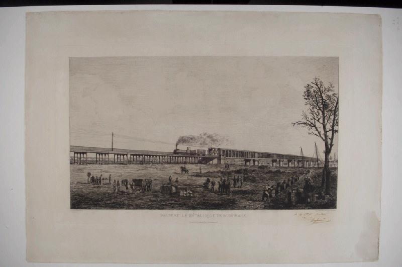 Passerelle métallique de Bordeaux, Pierre Teyssonnieres, 1868