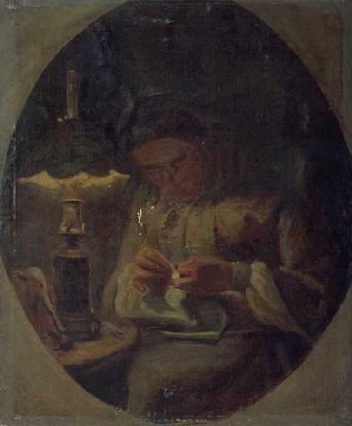 Femme cousant, Adolphe Félix Cals, 19e siècle