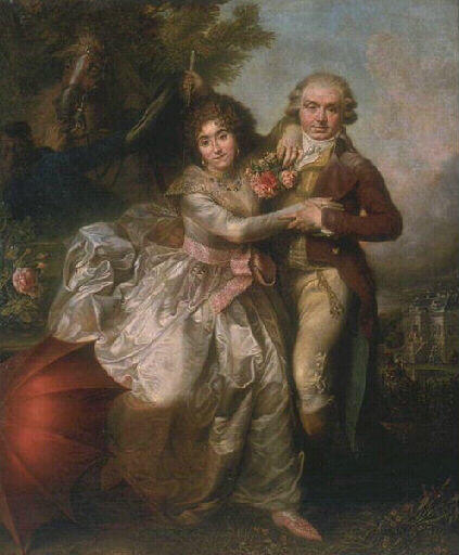 Portrait de Mr. Jean-Baptiste de Mareilhac et de son épouse née Emilie Bonneau de la Cure à l'impromptu, François Louis Lonsing, 1798 vers