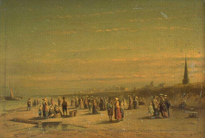 La plage de Scheveningue, village de pêcheurs, Petrus Gerardus Vertin, 2e moitié 19e siècle