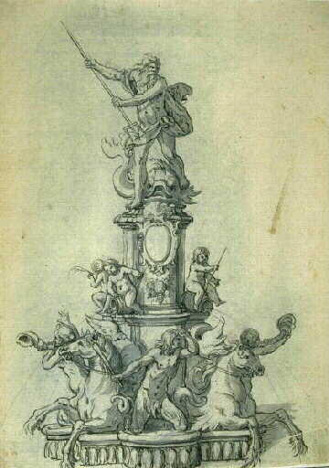 Etude pour une fontaine - Neptune dominant un groupe de chevaux marins_0