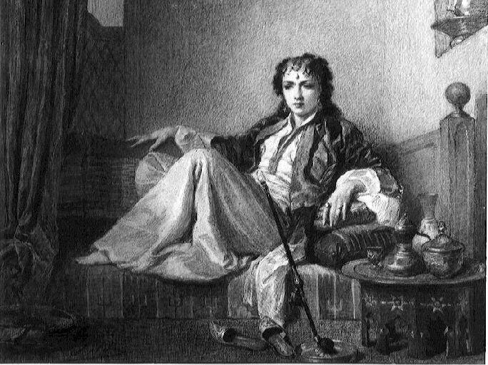 Femme assise fumant l'opium_0