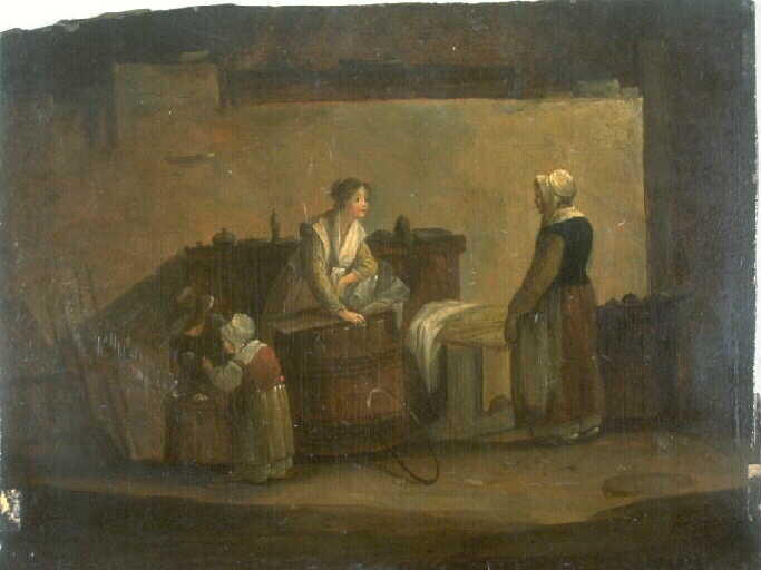 Intérieur de blanchisserie avec deux enfants ; Scène d'intérieur (ancien titre)_0