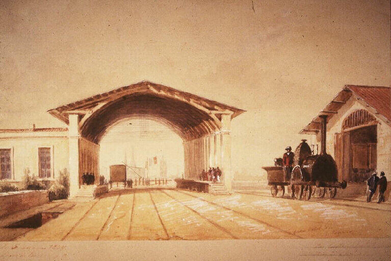 Gare de chemin de fer de La Teste de Buch à Bordeaux en 1854_0