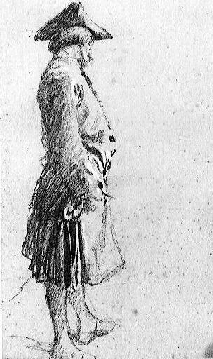 Homme en pied en costume Louis XV, Jean Louis Ernest Meissonier, 2e moitié 19e siècle