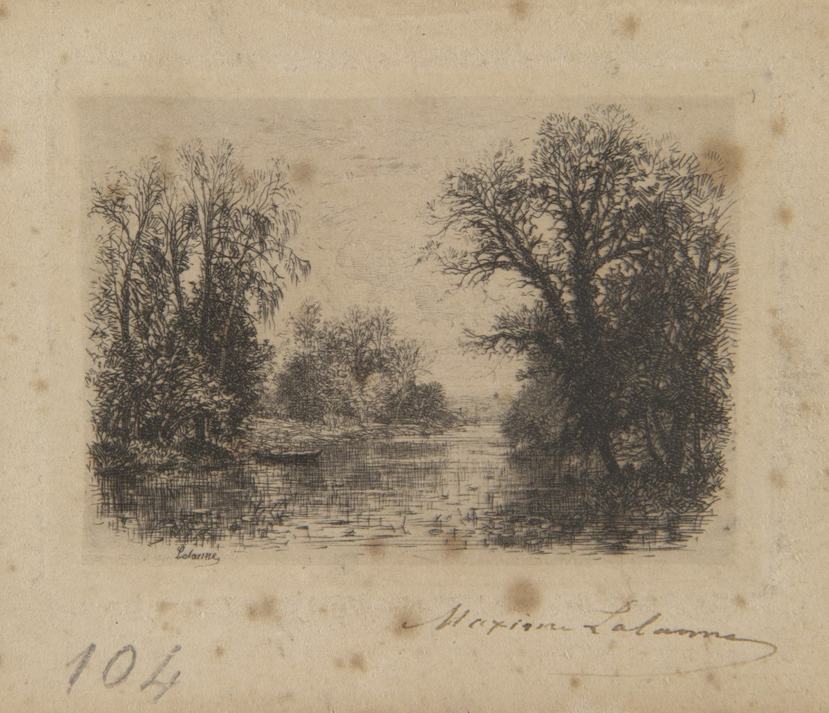 Rivière bordée d'arbres ; Vue d'Hennebont_0