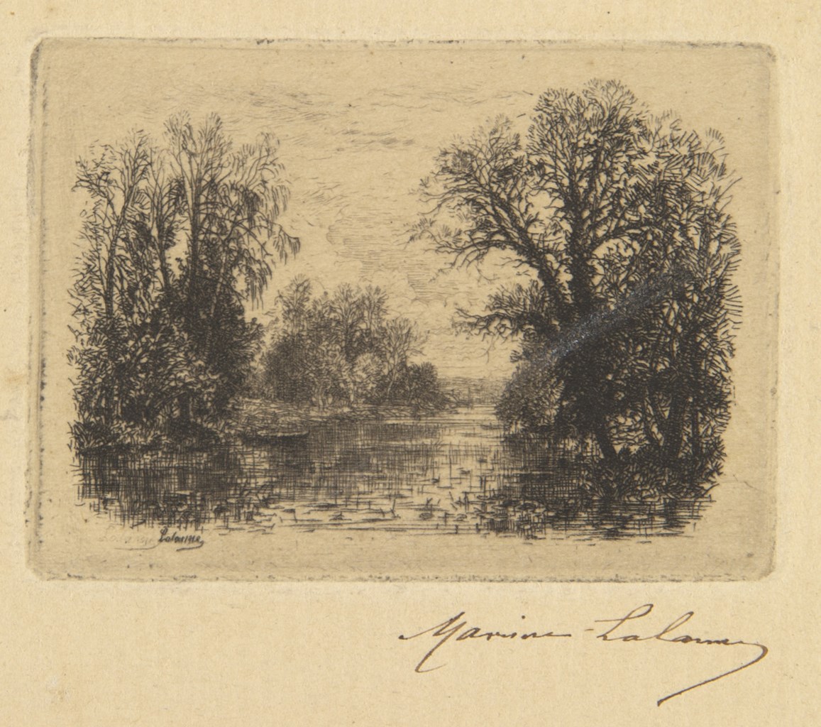 Rivière bordée d'arbres ; Vue d'Hennebont_0