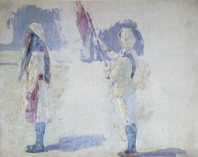 HOMMAGE DE LA JEUNESSE DE LA FRANCE A LA STATUE DE JULES FERRY : JEUNE GARÇON A L'ETENDARD_0