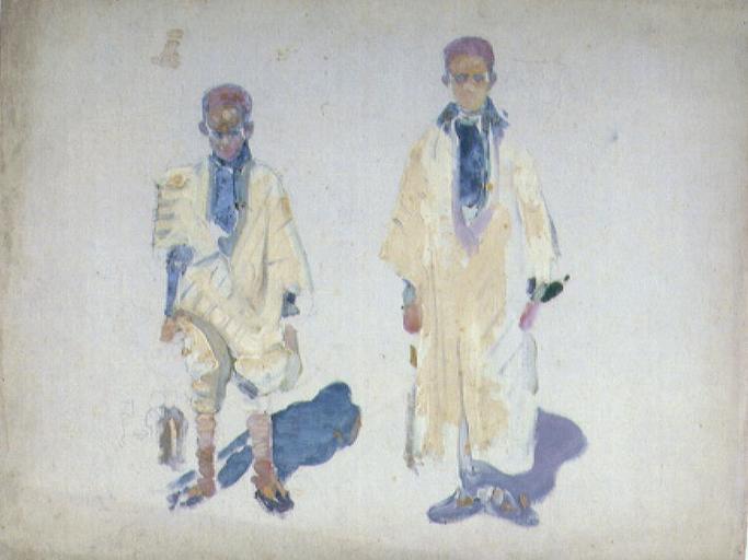 HOMMAGE DE LA JEUNESSE DE LA FRANCE A LA STATUE DE JULES FERRY : DEUX ENFANTS EN HABIT TUNISIEN_0