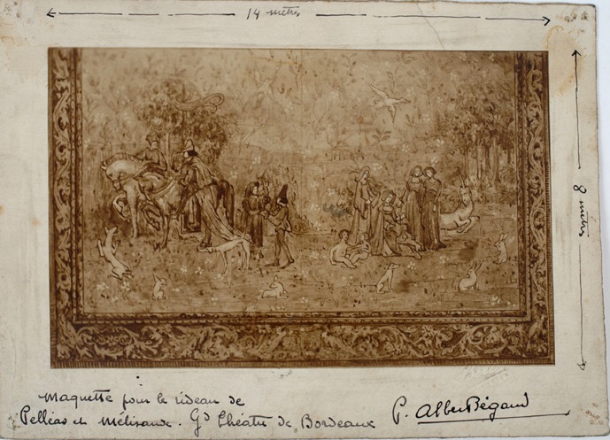 Photo de la maquette pour le rideau de Pelleas et Mélisande, Pierre-Albert Bégaud, 1ère moitié 20e siècle
