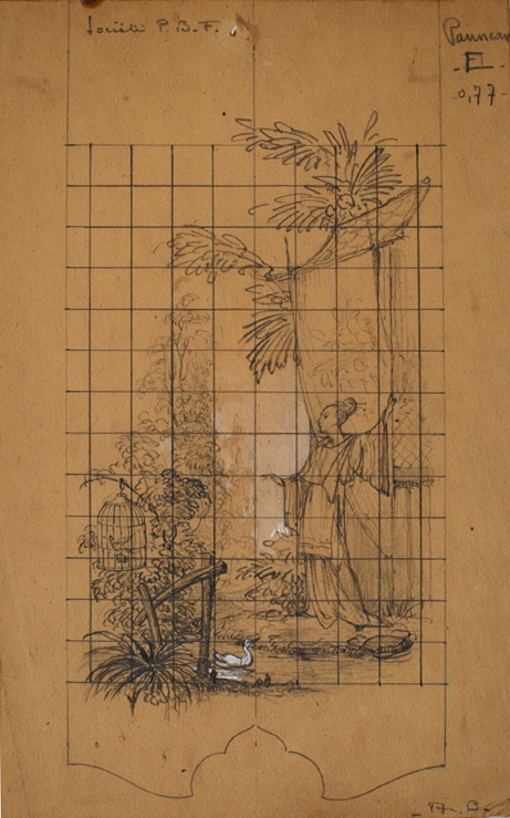 Décor asiatique : panneau E, Pierre-Albert Bégaud, 20e siècle