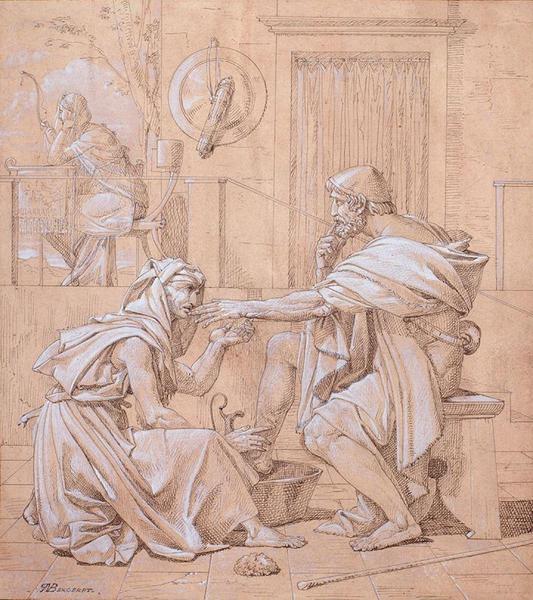 Ulysse reconnu par sa nourrice, Pierre Nolasque Bergeret, 19e siècle