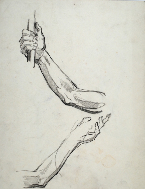 Études de mains tenant un objet, Pierre-Albert Bégaud, 20e siècle