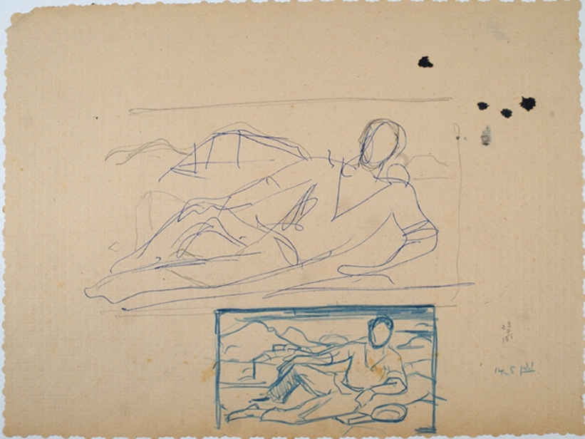 Deux études de jeune homme dans un paysage, Pierre-Albert Bégaud, 20e siècle
