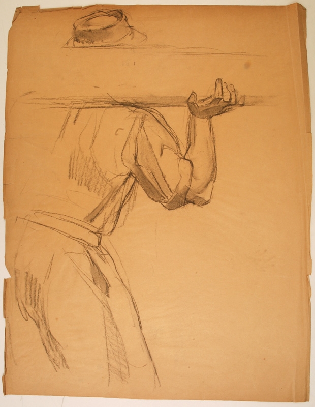 Étude pour le bûcheron dans la fresque du Pin des Landes, Pierre-Albert Bégaud, 20e siècle