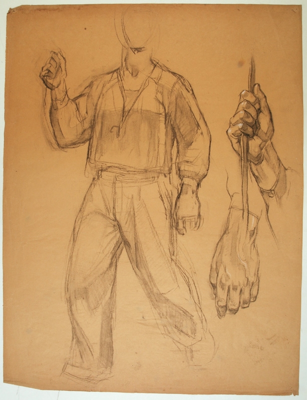 Études pour le muletier dans la fresque du Pin des Landes, Pierre-Albert Bégaud, 20e siècle