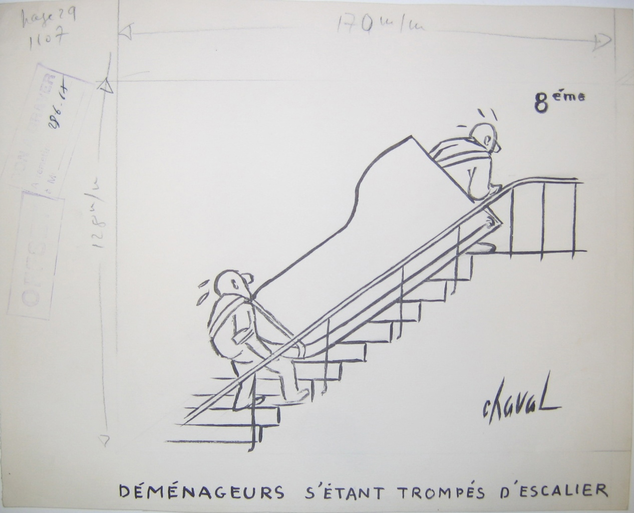Déménageurs s'étant trompés d'escalier, Chaval, 20e siècle
