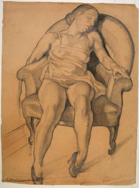 Femme assise dans un fauteuil_0