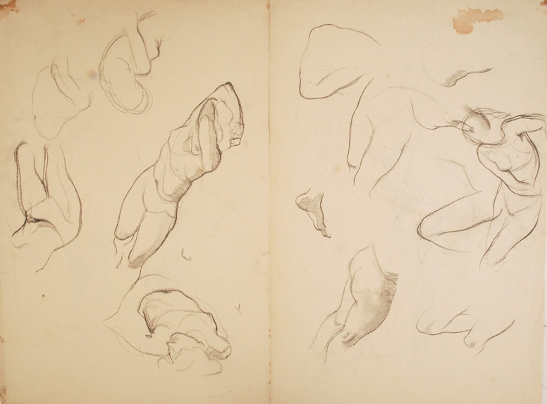 Divers croquis de nu féminin, Pierre-Albert Bégaud, 20e siècle