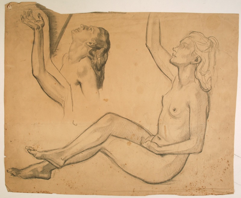 Études de nu féminin pour l'un des personnages des Hespérides, Pierre-Albert Bégaud, 20e siècle