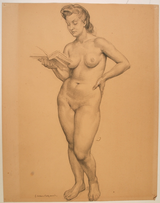 Nu féminin debout lisant, Pierre-Albert Bégaud, 20e siècle
