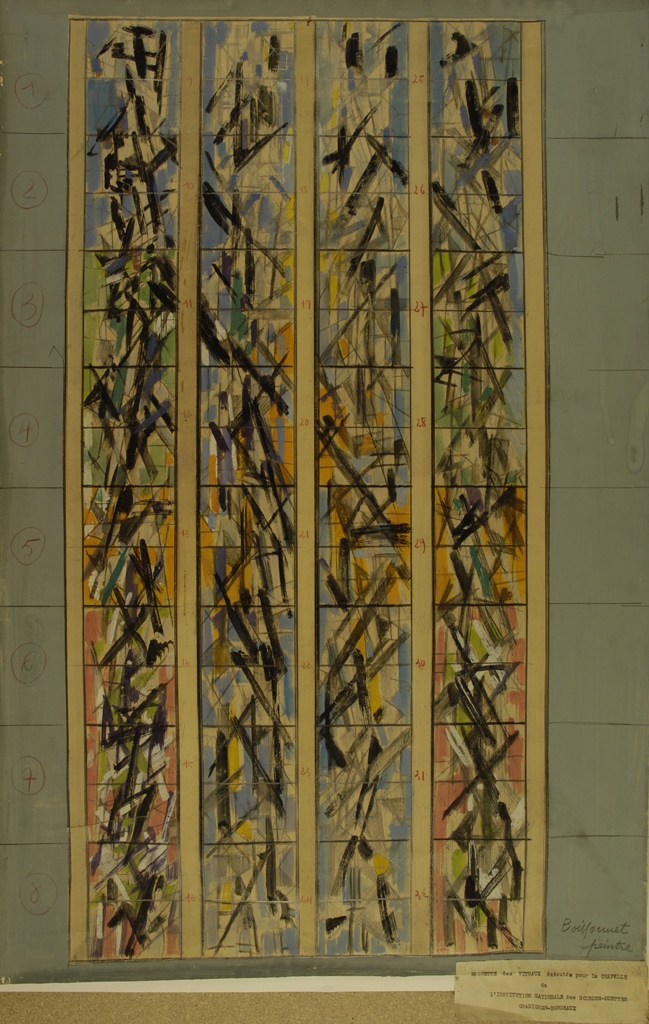 Maquette des vitraux de la chapelle des Sourdes-Muettes à Gradignan, Edmond Boissonnet, 20e siècle