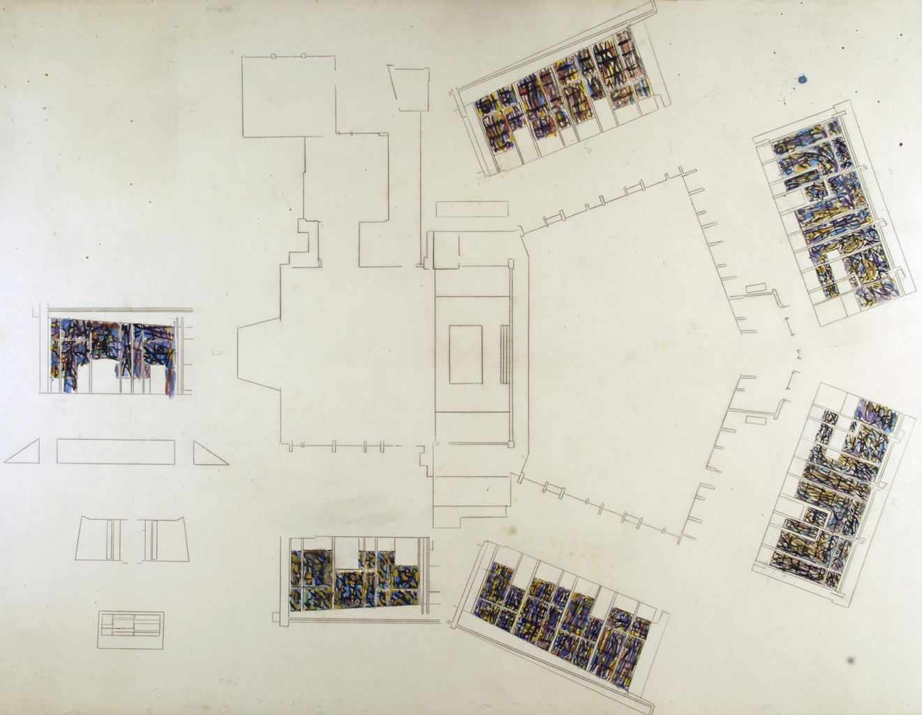 Projet d'ensemble pour des vitraux à Srasbourg, Edmond Boissonnet, 20e siècle