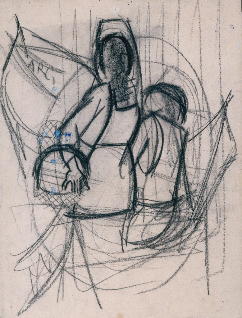 Parqueuse avec son enfant et son panier, Edmond Boissonnet, 1950-1955