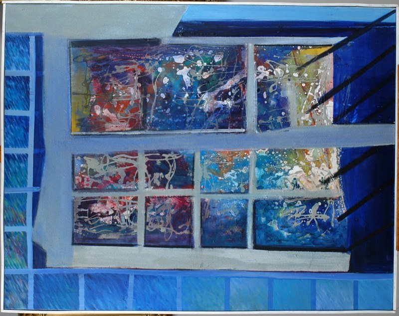 Fenêtre bleue avec projections, Suzanne Martin, 20e siècle