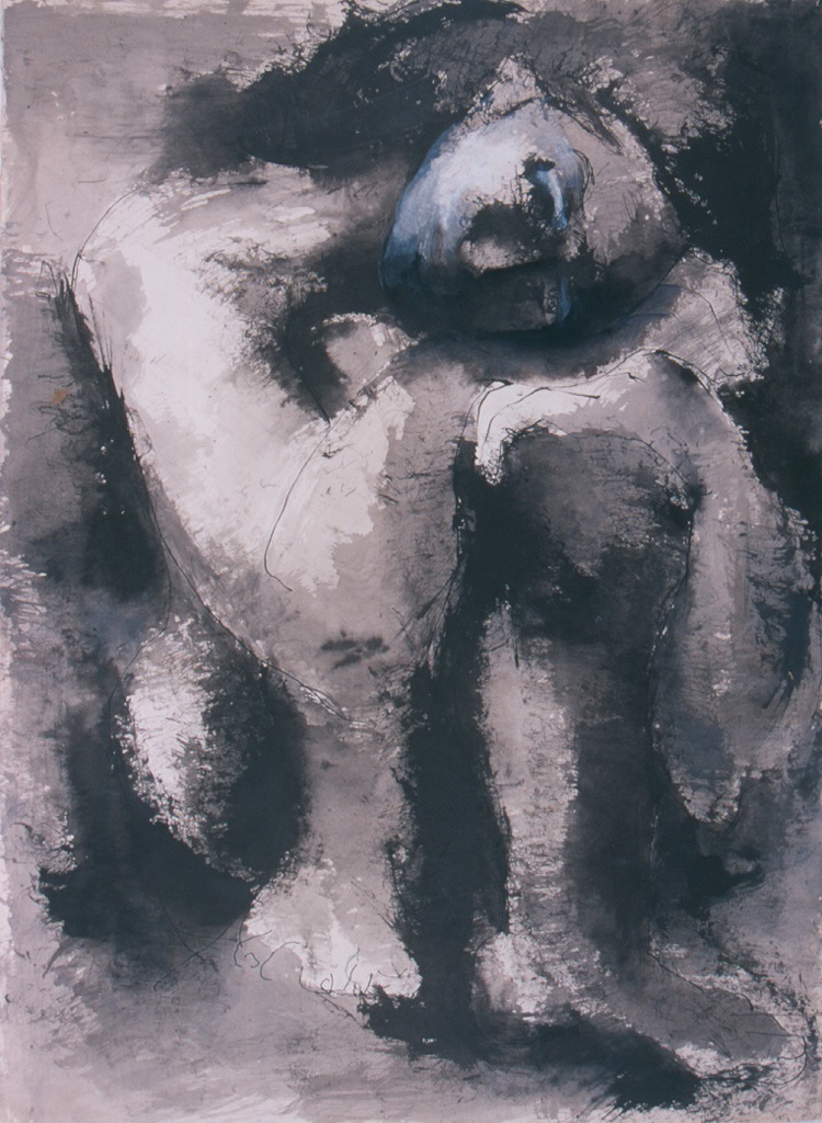 Femme assise, la tête posée sur les genoux, Suzanne Martin, 1970