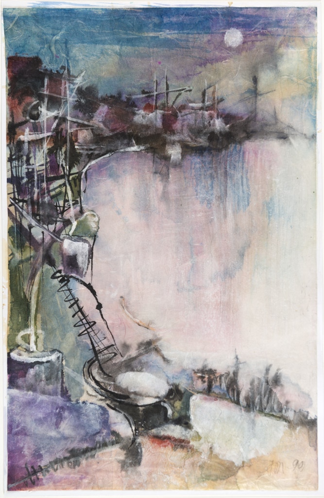 Port de Bordeaux le soir, Suzanne Martin, 1990