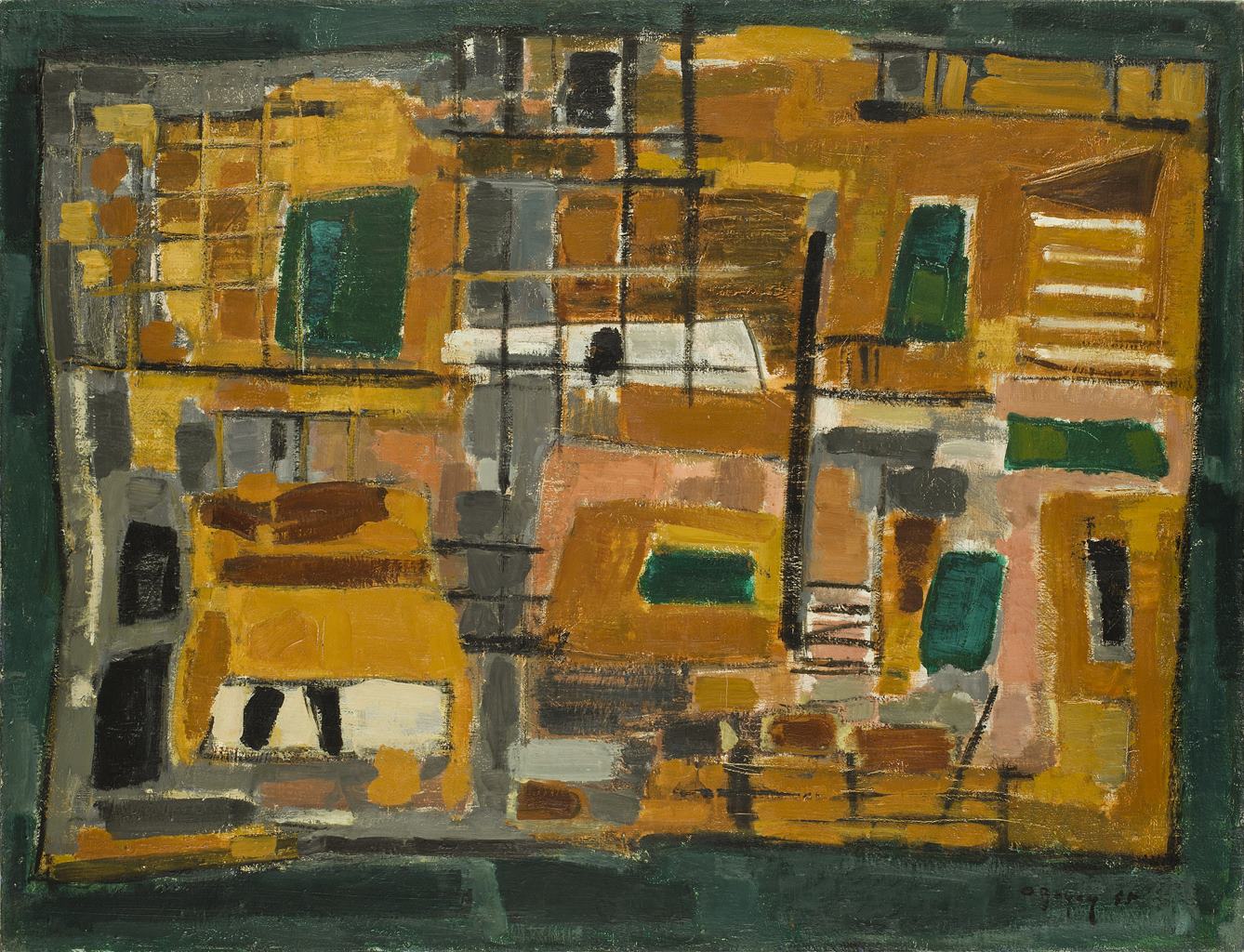 Composition ; Constructions dans les champs, Odette Boyer-Chantoiseau, 1945
