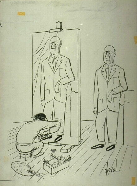 Sans titre ; La brosse à reluire (le peintre), Chaval, 20e siècle