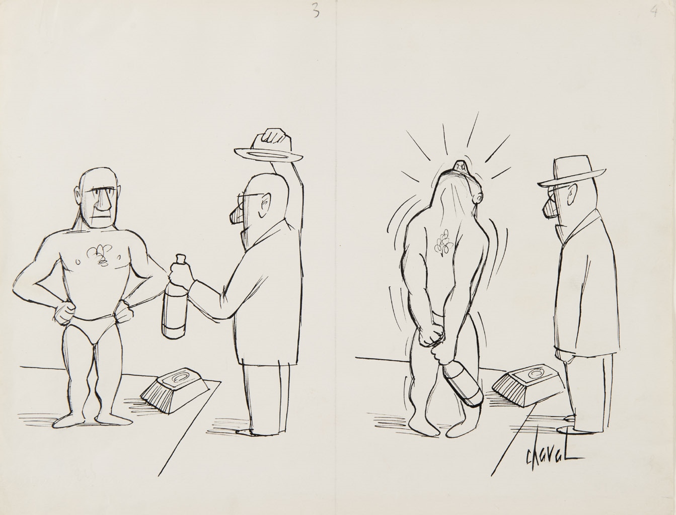 Sans titre ; Altérophilie ; Sans titre, Chaval, 20e siècle