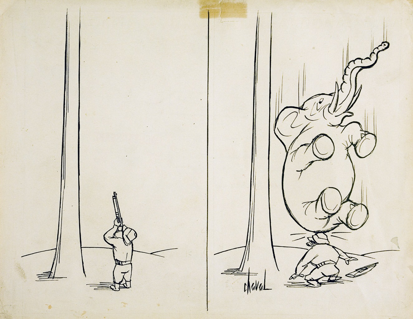 Sans titre ; Le chasseur écrasé ; Sans titre, Chaval, 20e siècle