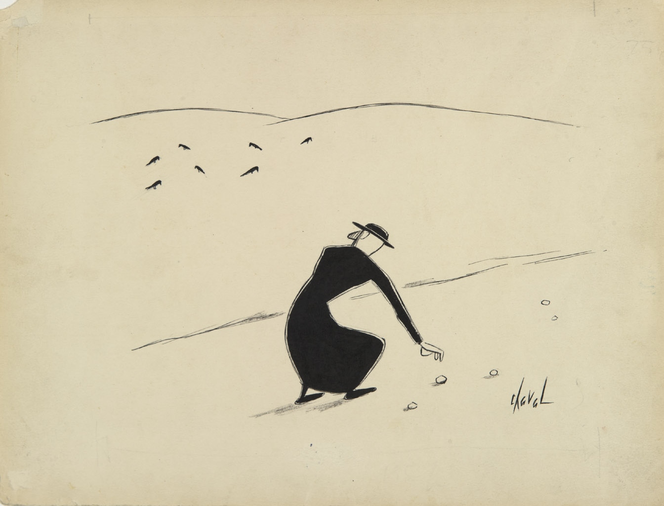 Sans titre ; Le curé et les cailloux, Chaval, 20e siècle