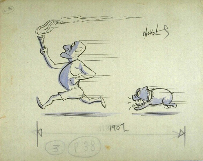 Sans titre ; La flamme olympique, Chaval, 20e siècle