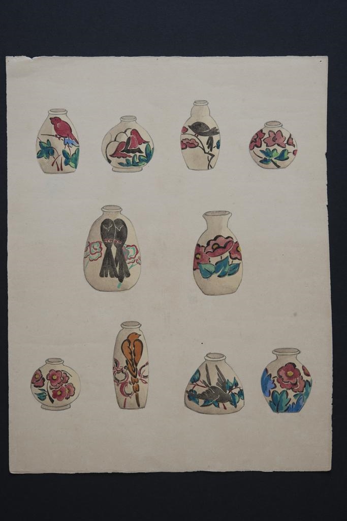 Planche pour différents modèles de vases., Simone Larrieu, 2e quart 20e siècle