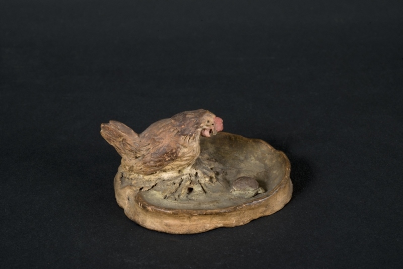 Poule observant une tortue, Daniel Collasson, 20e siècle