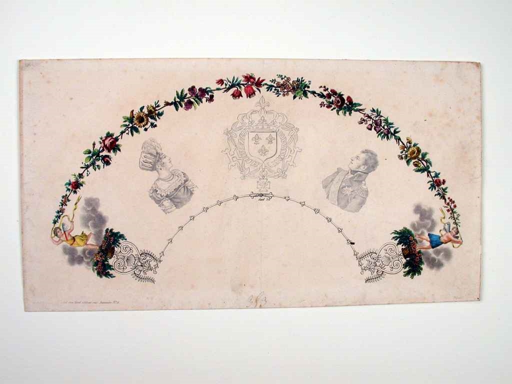Projet d'éventail aux profils des ducs et duchesse d' Angoulême., Gustave de Galard, 1815