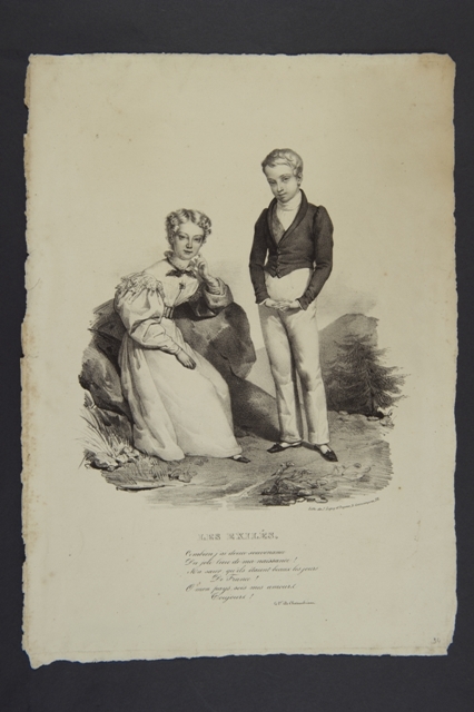 "Les exilés" ; Portraits du duc de Bordeaux et sa soeur en Ecosse, J Ligny, 19e siècle