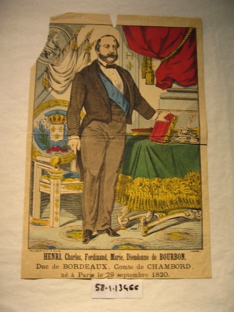 "Duc de Bordeaux - comte de Chambord" ; Portrait du comte de Chambord, Pellerin, 2e moitié 19e siècle, 19e siècle