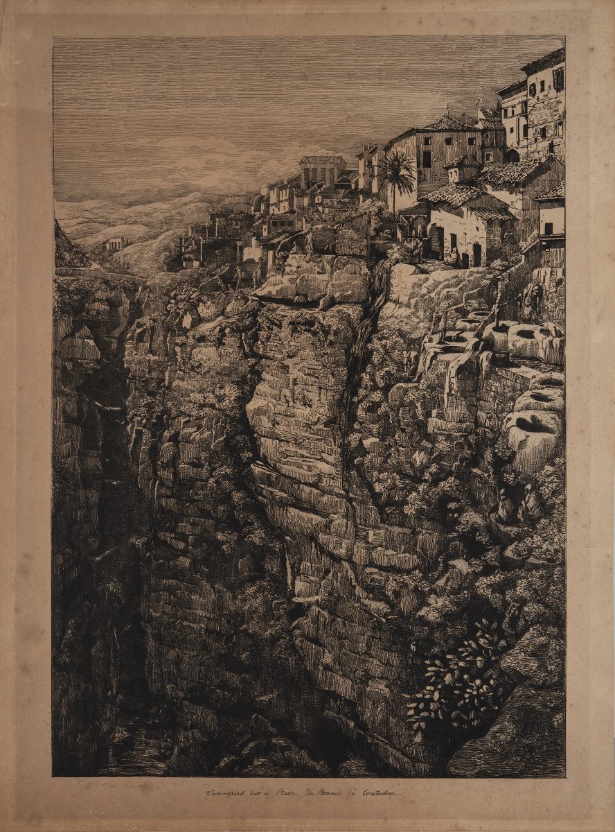 "Tanneries sur le ravin du Rummel à Constantine" ; Paysage, Gabrielle Marie Niel, 19e siècle