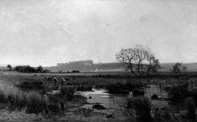 Matinée de novembre dans les marais de Lacanau, Amédée Baudit, 1880