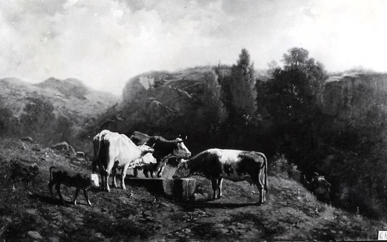 Abreuvoir dans le Jura, François Vuagnat, 1875