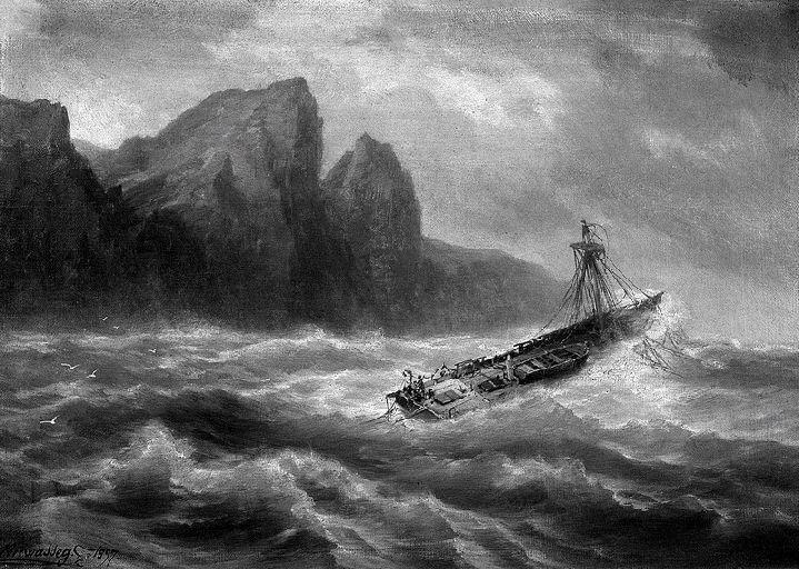 Trois-mâts drossé vers la côte, Charles Kuwasseg, 1897